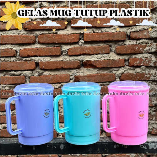 ( 6 PCS ) MUG TUTUP PLASTIK SAFFRON | GELAS TUTUP | CANGKIR TUTUP | GELAS PLASTIK | CANGKIR PLASTIK 