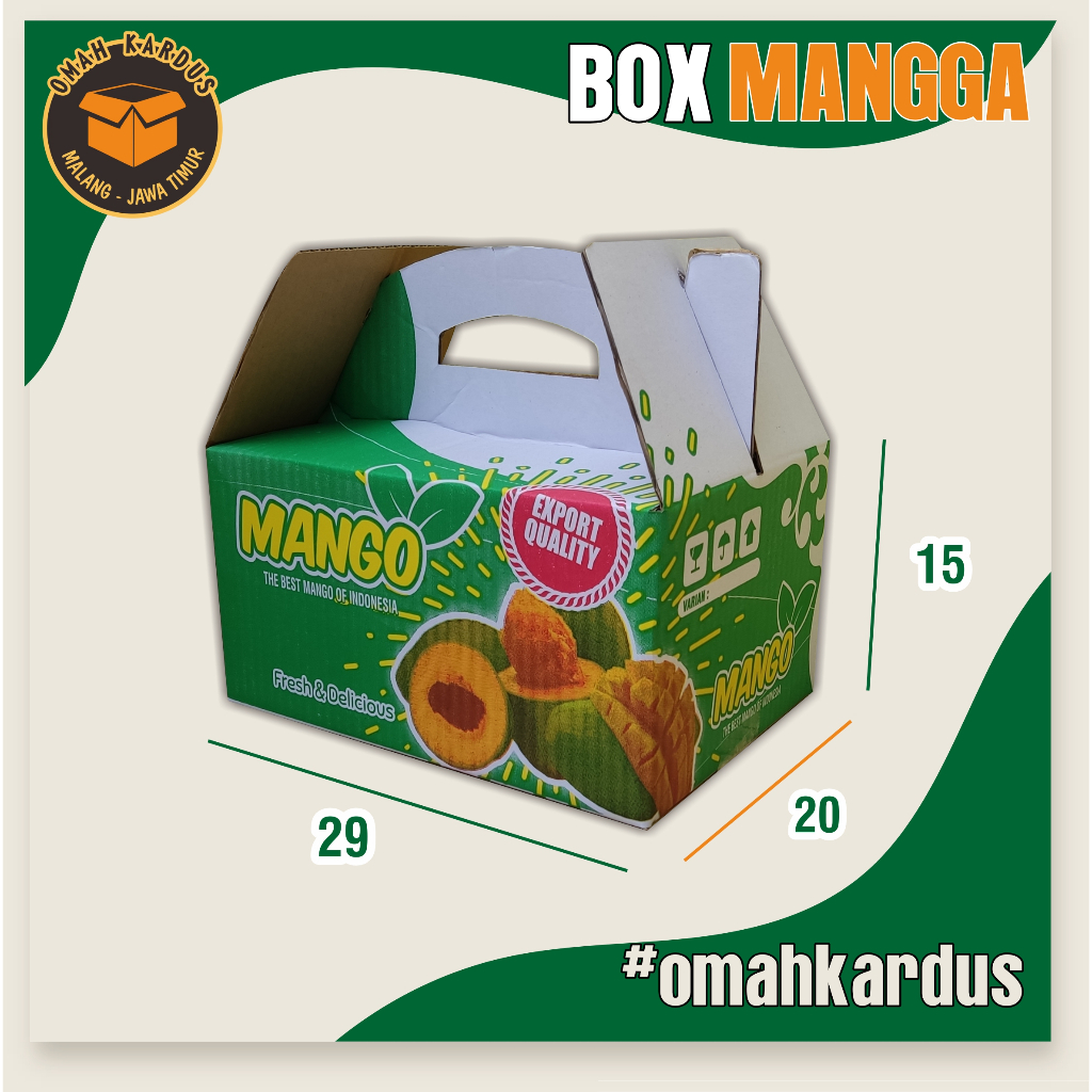 

Kardus Box Mangga 29x20x15 cm + sekat partisi isi 6 model Jinjing | Box mangga tenteng | box mango | Box buah