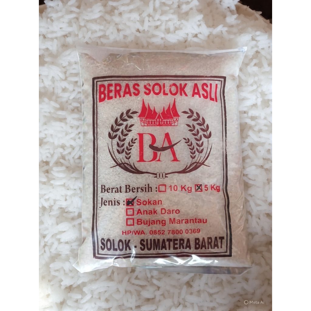 

Beras solok Asli anak daro, sokan dan bujang marantau kemasan 5kg dan 10kg pengiriman lansung dari kota solok