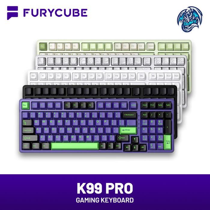 FURYCUBE K99 Pro Wireless Mechanical Gaming Keyboard - Hot Swappable, RGB, Tri-Mode, White