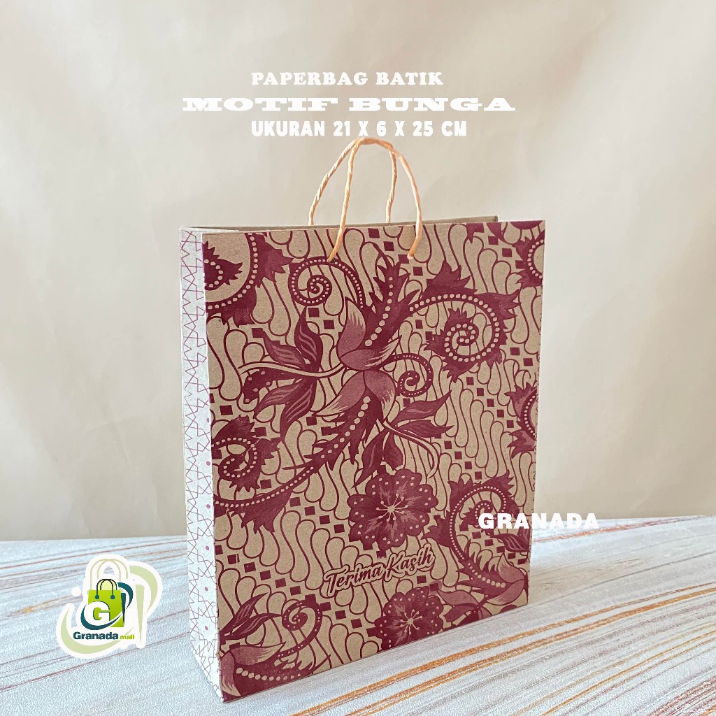 

Paper Bag Motif Batik UK 21 X 6 X 25 - Tas Kertas Kado Souvenir Grosir Murah