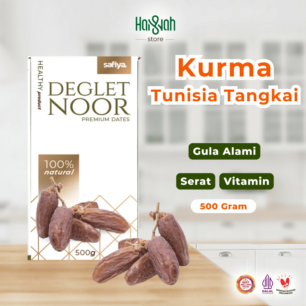 

Kurma Tangkai Safiya 500 Gram Deglet Nour Tunisia Premium