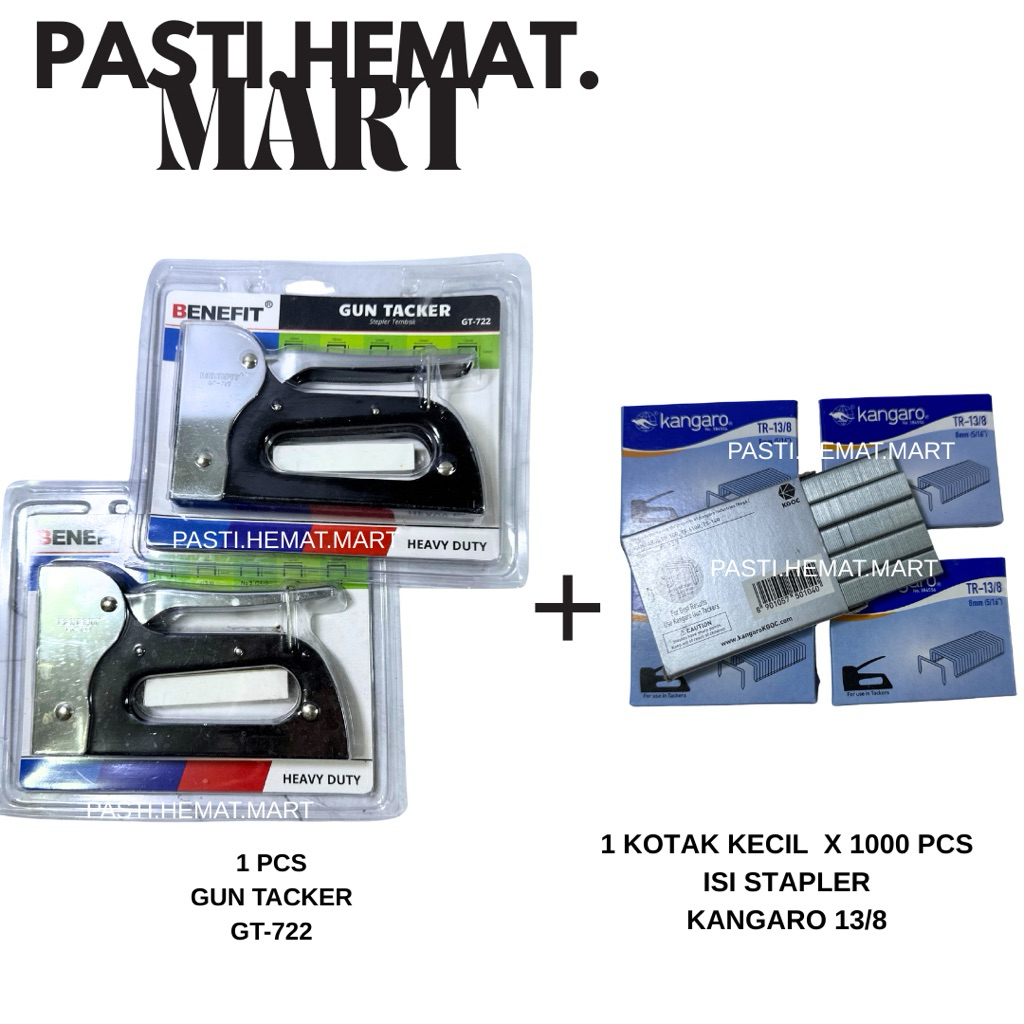 

[HEMAT] Gun Tacker Benefit GT722 | Necis Tembak Bonus Isi Stapler 13/8 Kangaro