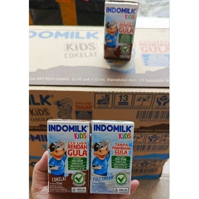 

Indomilk Kids Susu UHT fullcream Tanpa gula dan coklat rendah gula 40x115ml Ready siap kirim exp 2026
