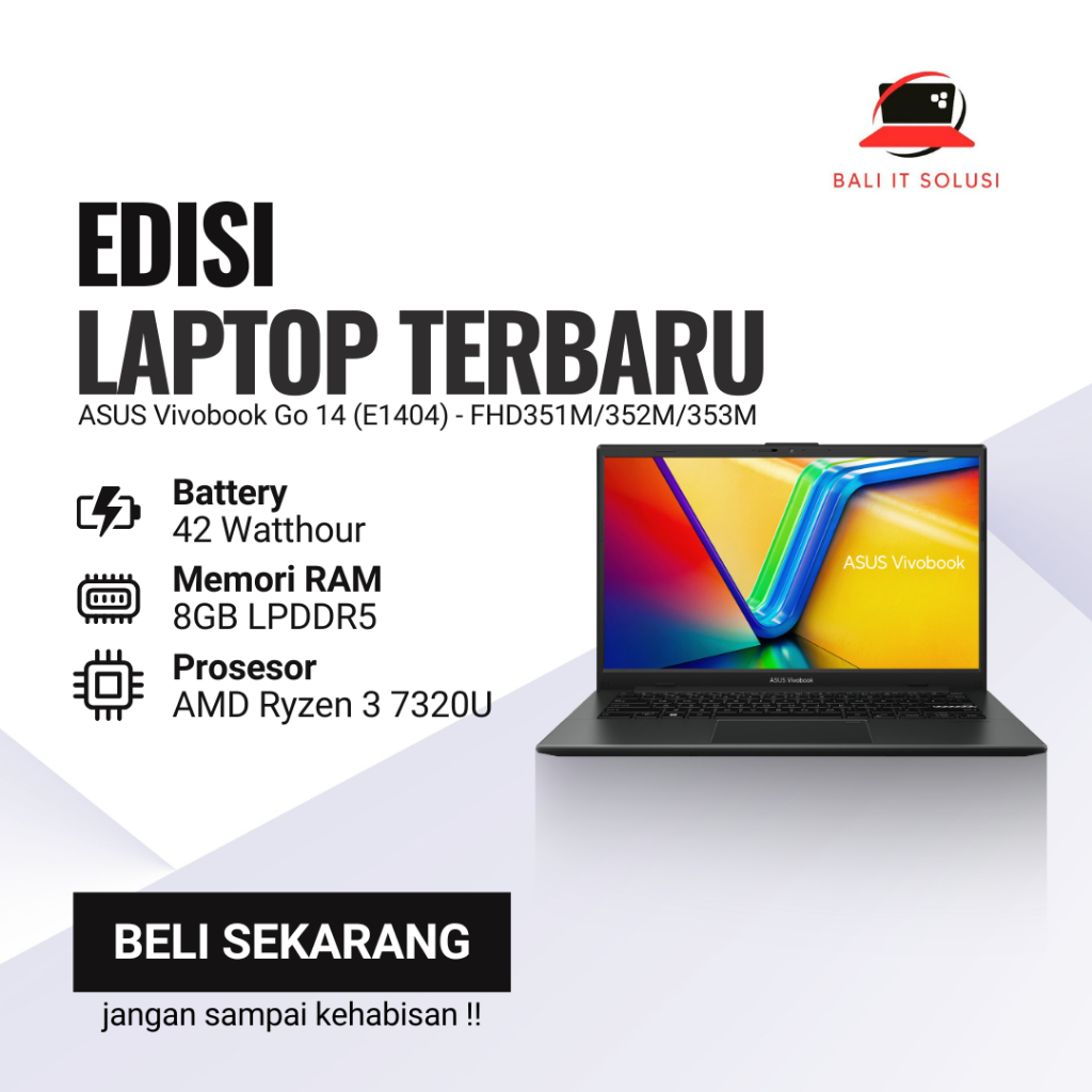 ASUS Vivobook Go 14 (E1404) - E1404FA - FHD351M Ryzen 3 7320U 8GB 512GB SSD