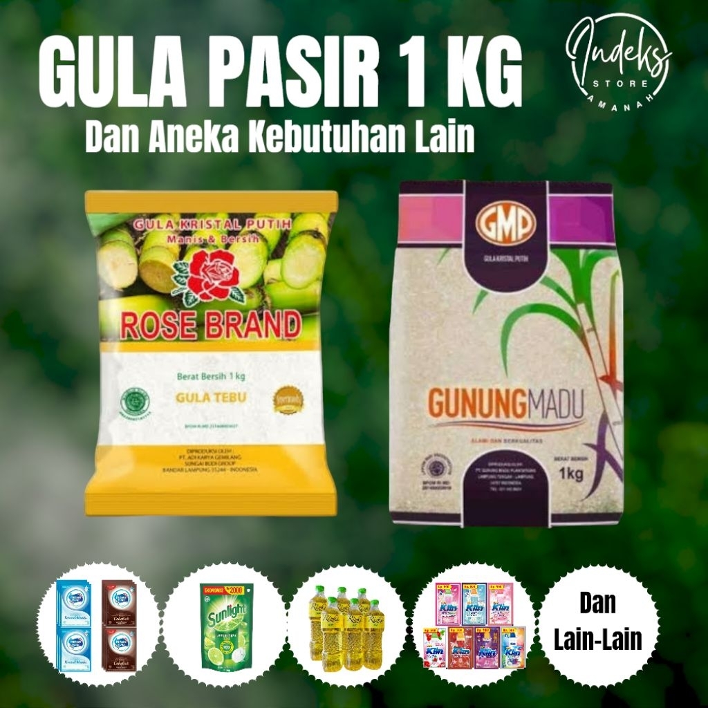 

Gula Pasir 1 Kg (GMP Gunung Madu & Rose Brand Kuning)