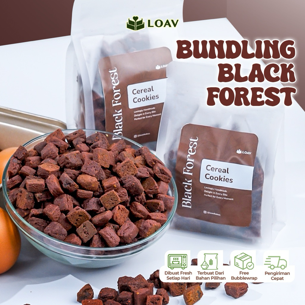 

[BUNDLING] ISI 2 Black Forest Cereal Cookies Premium by LOAVBAKES - Cereal Cookies Cemilan Manis Cookies Chewy Cookies Bites Rasa Black Forest