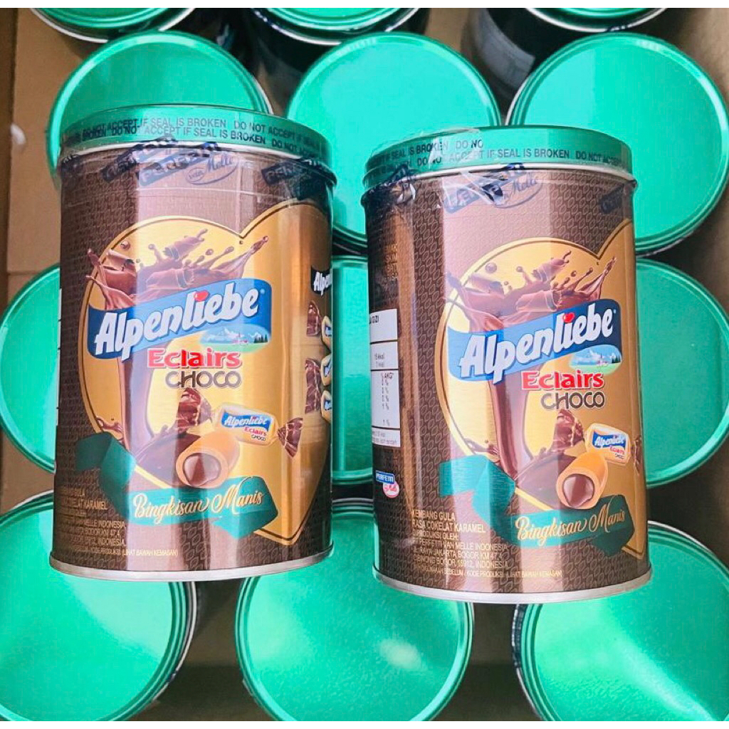 

ALPENLIEBE Choco Eclairs Tin 144 gr (+- 40 Pcs Permen karamel Coklat )