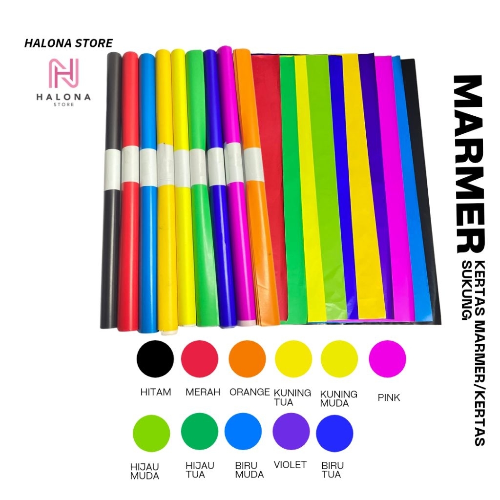 

Kertas Marmer / Kertas Sukung / Kertas Sokong / Kertas Kado Polos isi 10 Lembar