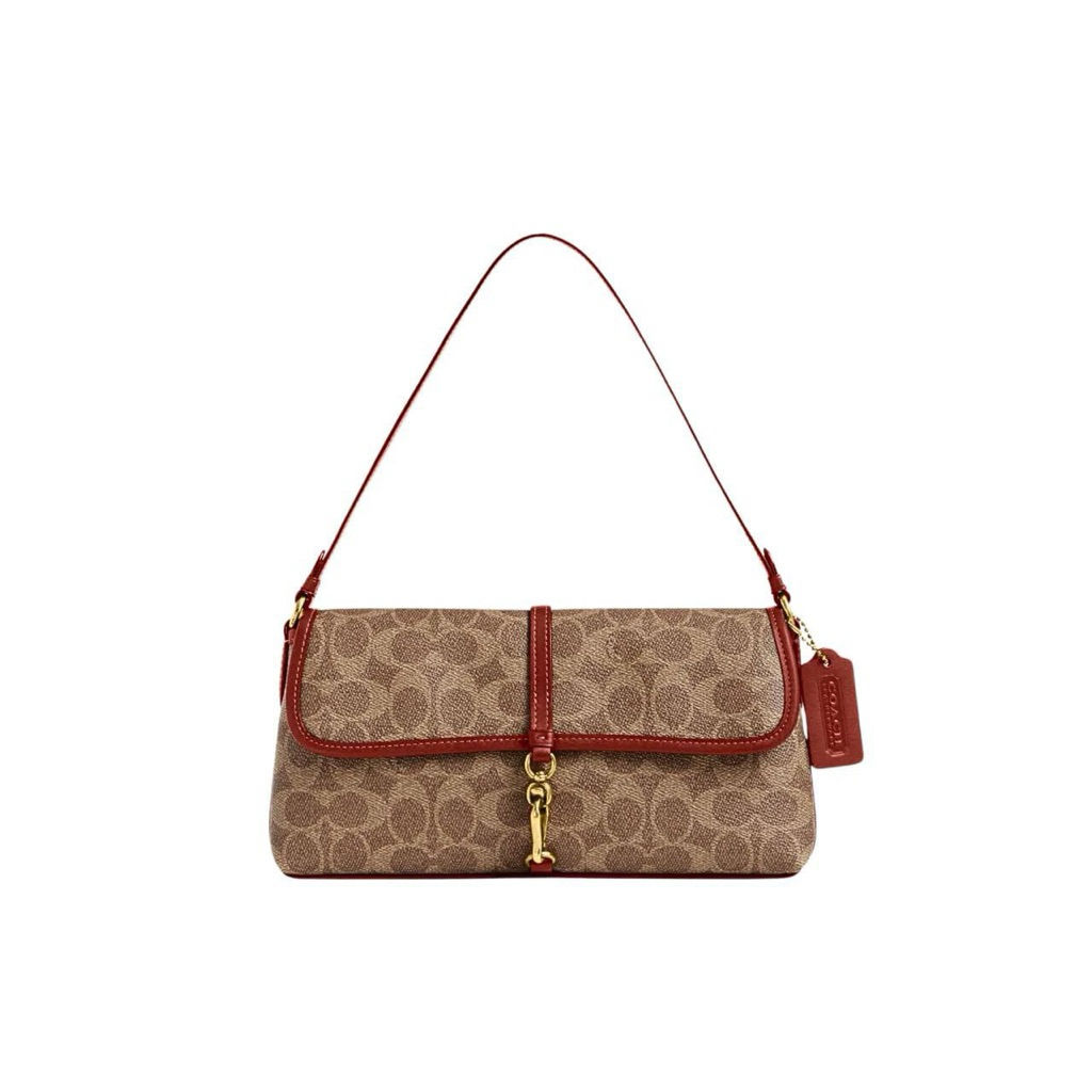 Coach hamptons shoulder signature tan rust