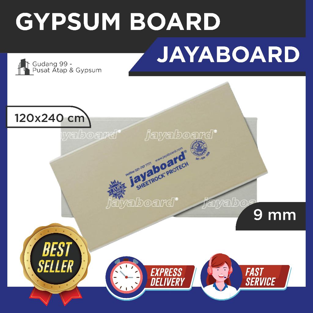 GYPSUM JAYABOARD 9MM 120X240 CM - PAPAN GIPSUM PLAFON