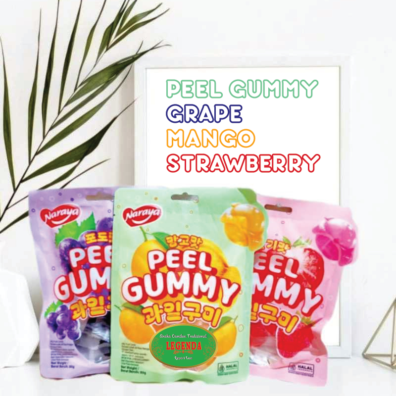 

Permen Jeli NARAYA Peel Gummy 80 Gr Gram Sack Rasa Buah Grape Anggur / Mangga Mango / Strawberry Stroberi Semua Varian Lengkap Manis Kenyal Jelly Candy Cemilan Tradisional Oleh Oleh Khas Pekalongan Murah Berkualitas Premium