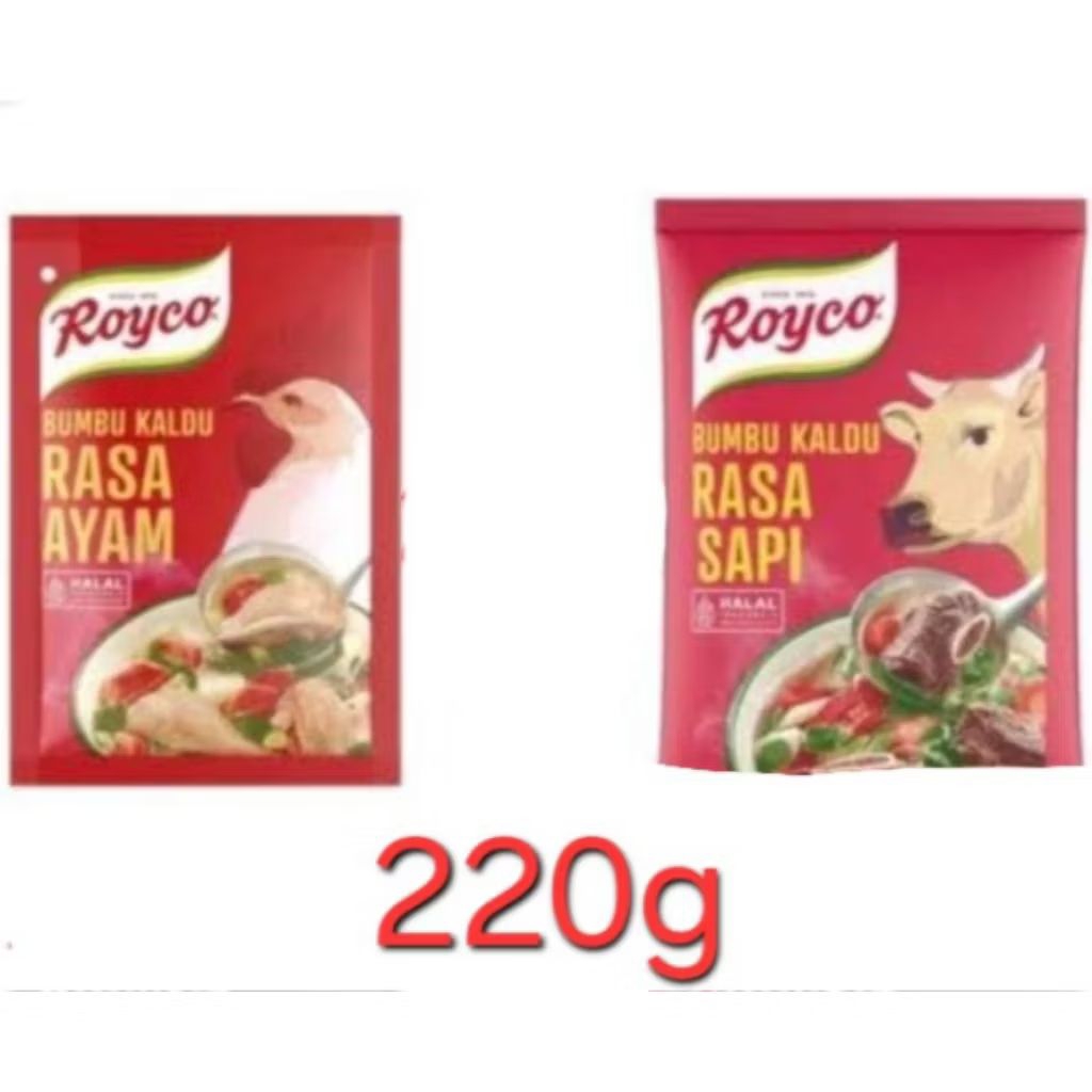 

Royco 220G/Royco KALDU Ayam 220 Gr Dan Royco KALDUSapi 220 Gr Harga Pcs/Bumbu Kaldu Masak Dapur Penyedap ROYCO Aneka Varian 220 gr