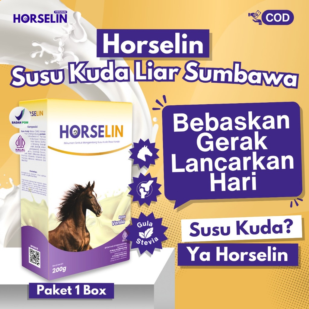 

Horselin Susu Kuda Liar untuk Tulang Otot dan Sendi Dairy Milk Rasa Vanilla