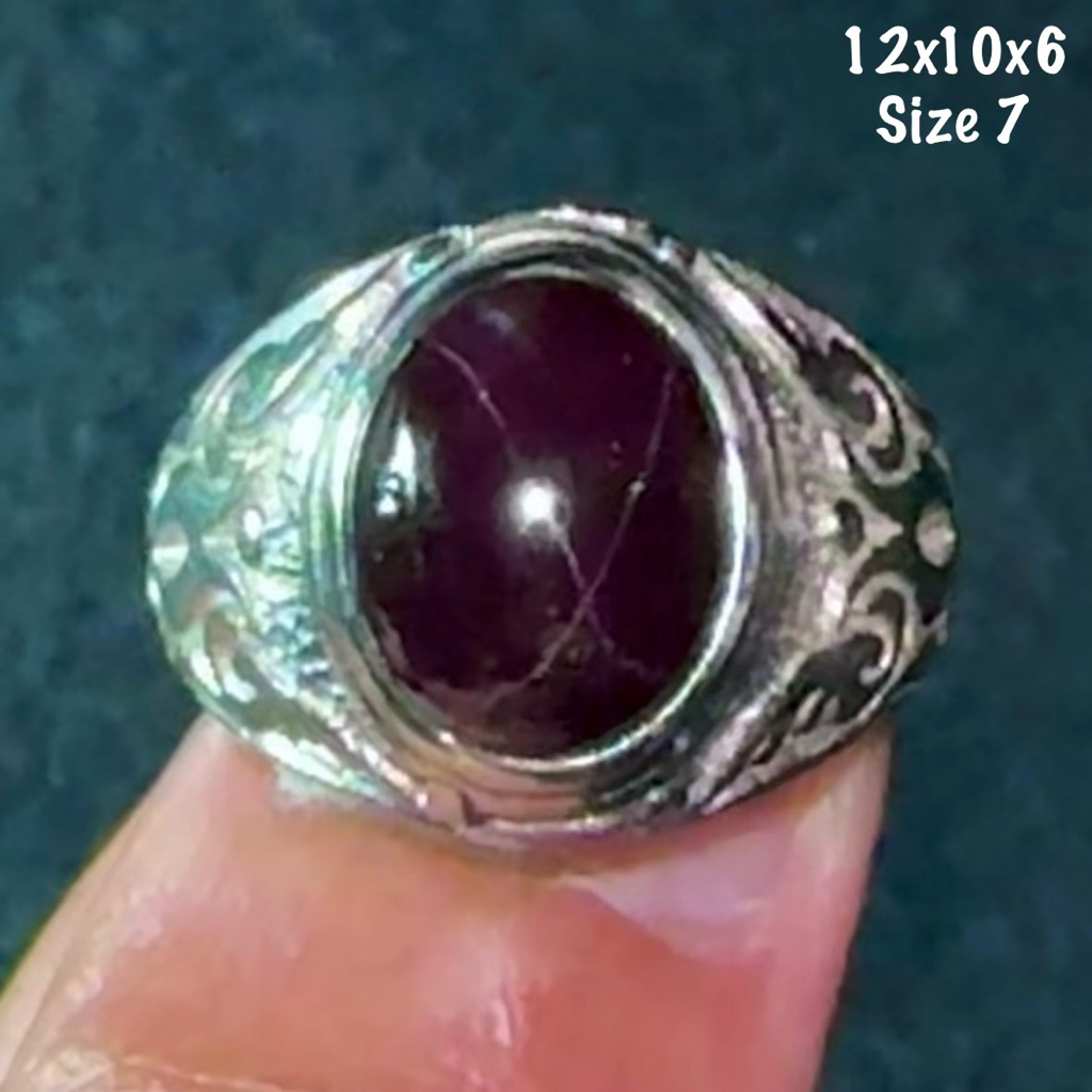 Cincin Batu Akik Natural Garnet Star (asli alam)
