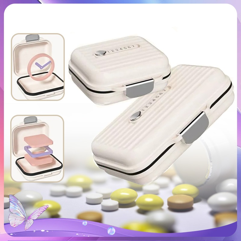 7 Sekat Pill Box Kotak Obat Kotak Penyimpanan Obat Box Sekat Obat Travel Kotak Pil Tahan
