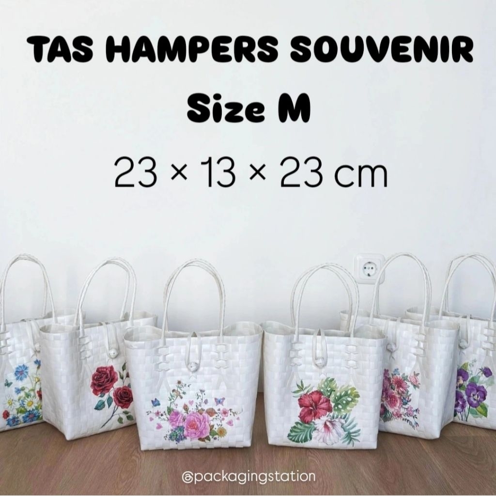 TAS HAMPERS SOUVENIR MOTIF BUNGA SIZE M / TAS HAMPERS LEBARAN NATAL / TAS SEMBAKO / TAS SOUVENIR ULA