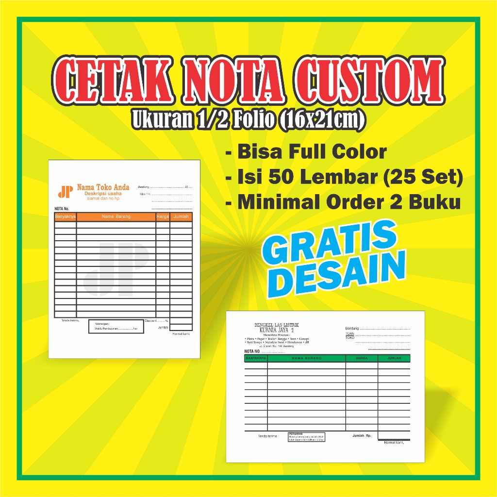 

Nota Custom 1/2 Folio Free Desain Full Color