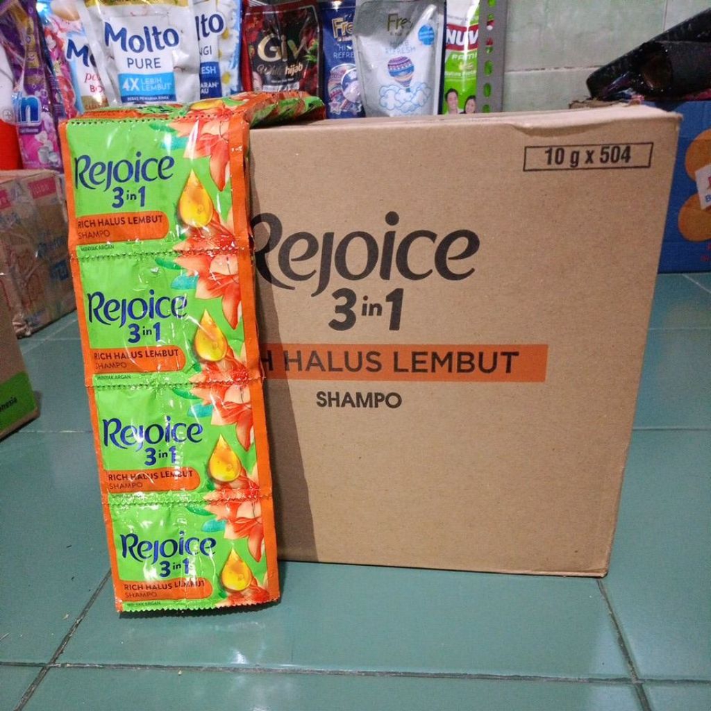 (1dus 42renceng) Rejoice sampo sachet 3in1 rich halus lembut
