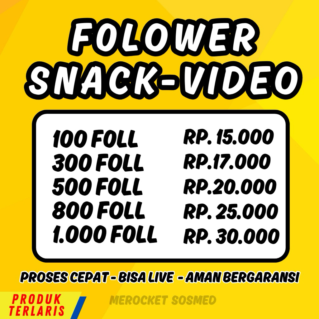 DISKON FOLLOWER SNACK VIDEO SUPER CEPAT PENGIKUT SNACKVIDEO BERGARANSI MURAH BISA LIVE BISA AFFILIAT