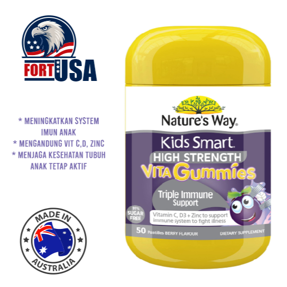 Nature's Way Kids Smart Triple Immune Support – Multivitamin & Vitamin C Anak