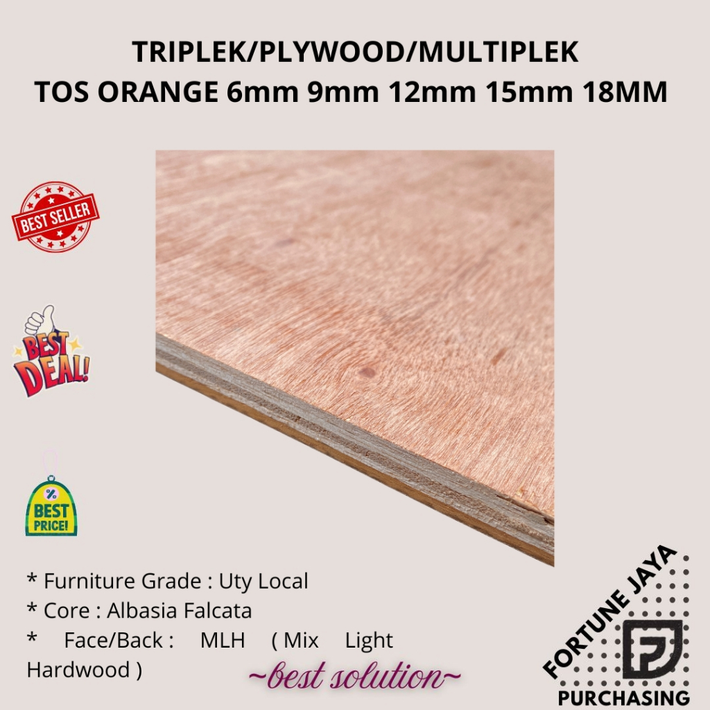 Triplek Plywood Multiplek Tos Orange 6mm  9mm 12mm 15mm 18mm