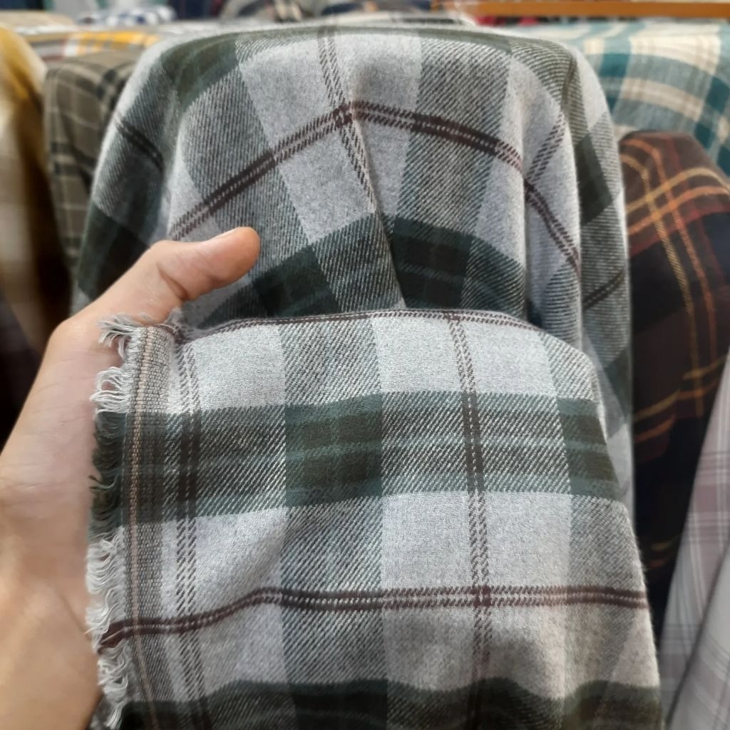 KAIN KATUN FLANNEL KOTAK | Harga/0,5m | kain katun flanel meteran | kain katun flanel import meteran