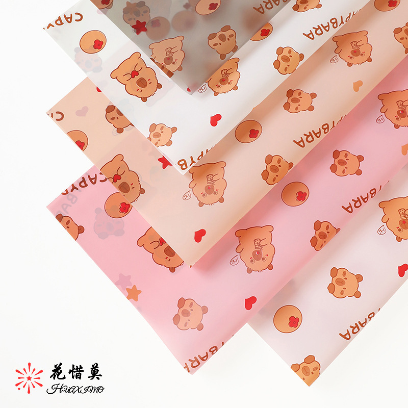 Kertas Buket Bunga Kado Motif Karakter Kartun Anak CAPYBARA Lucu Cellophane Paper Florist Waterproof