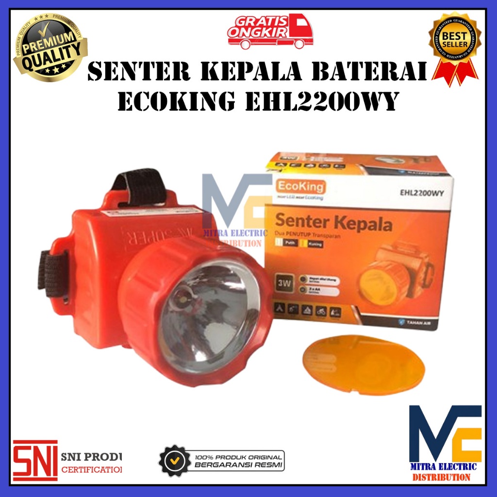 SENTER KEPALA BATERAI ECOKING / SENTER KEPALA EHL2200WY