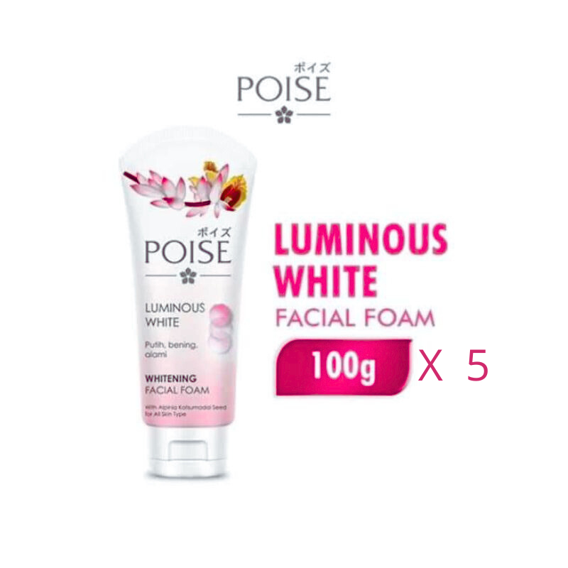 (Paket Hemat Isi 5) Poise Facial Foam Lumunius White 100 Gr X 5 Pcs