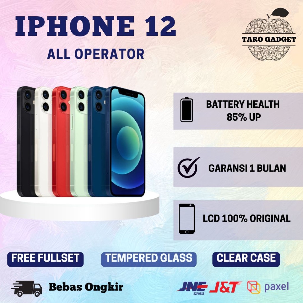 IPhone 12 64GB Inter All Operator / Wifi Only / Bea Cukai Like New Second Bekas Bonus Tempered Glass