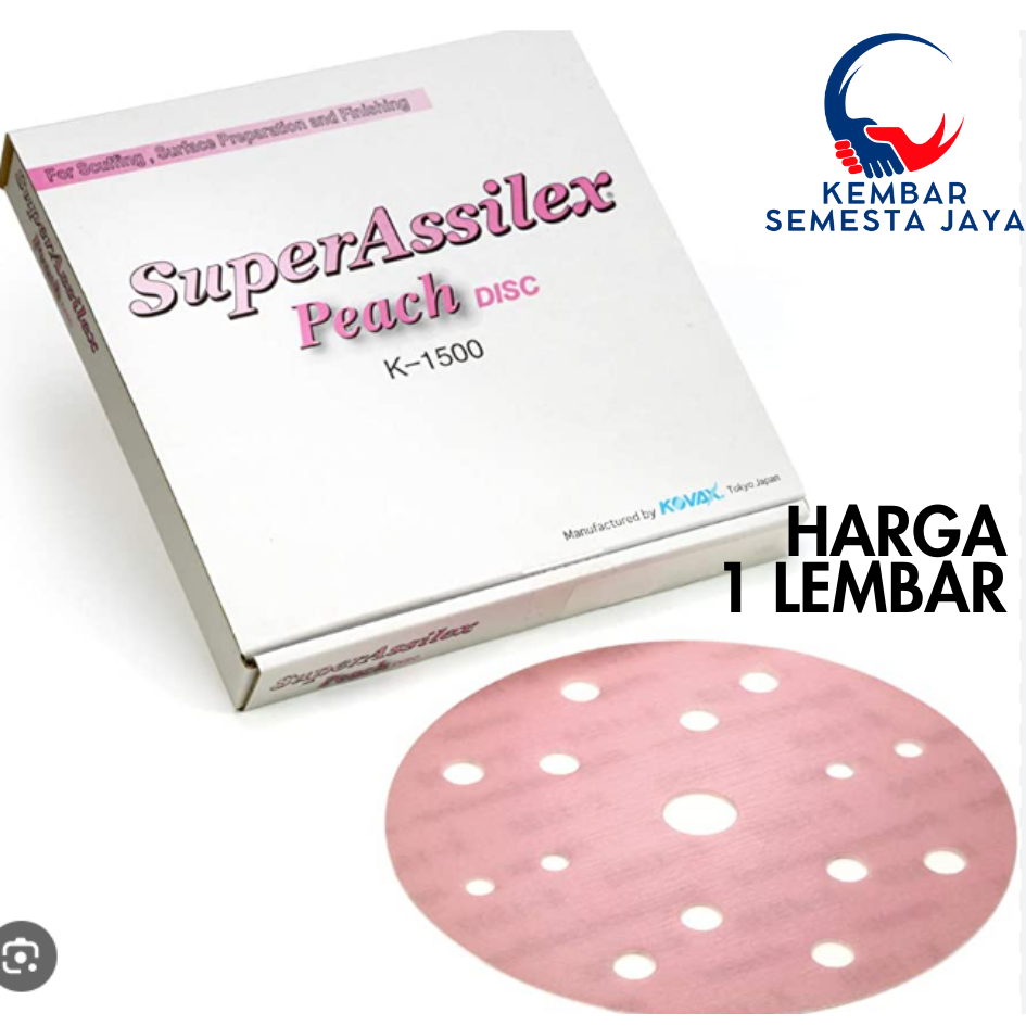 KOVAX SUPER ASSILEX PEACH PINK UNGU PERSIK ASLI JEPANG Amplas Bulat DISC K-1500 K1500 Lembaran Sheet