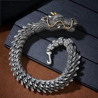 Gelang pria kepala naga perak murni