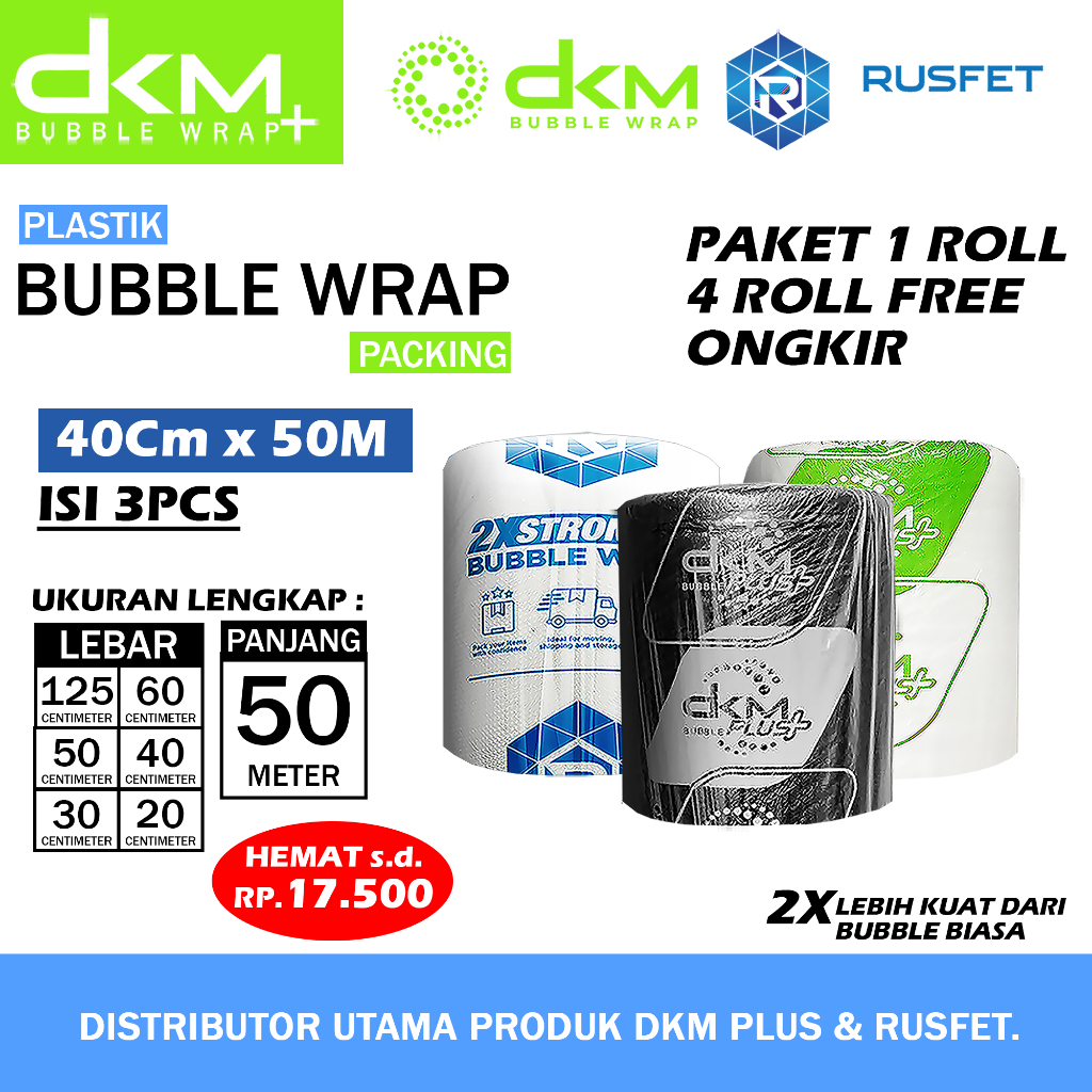 

Plastik Bubble Wrap Dkm Paket 1 Roll 125cm X 50m Packing Online Shop 40cm 30cm 20cm 50cm 60cm 125cm x 50m Putih Bening & Hitam Roll