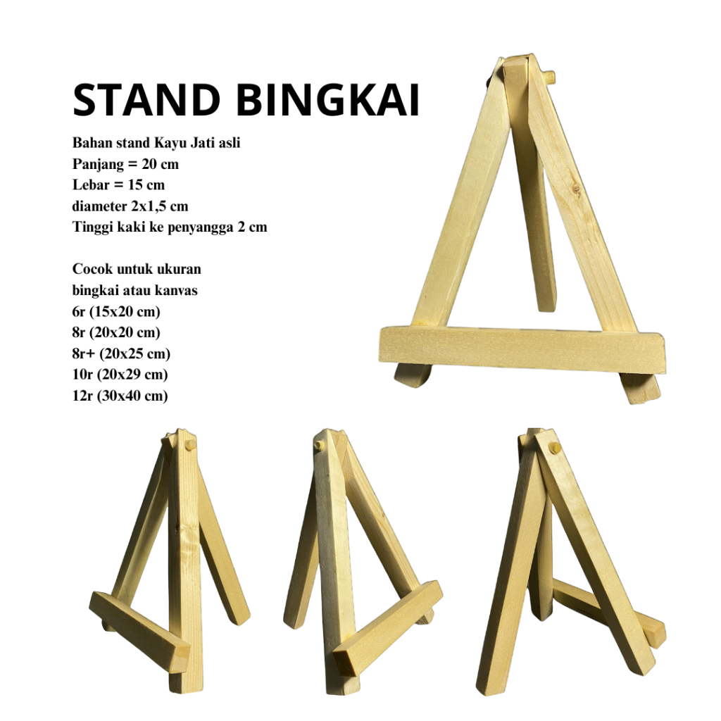 AJY STANDING BINGKAI WOODEN EASEL UNTUK BINGKAI FOTO KANVAS LUKIS BAHAN KAYU JATI ASLI