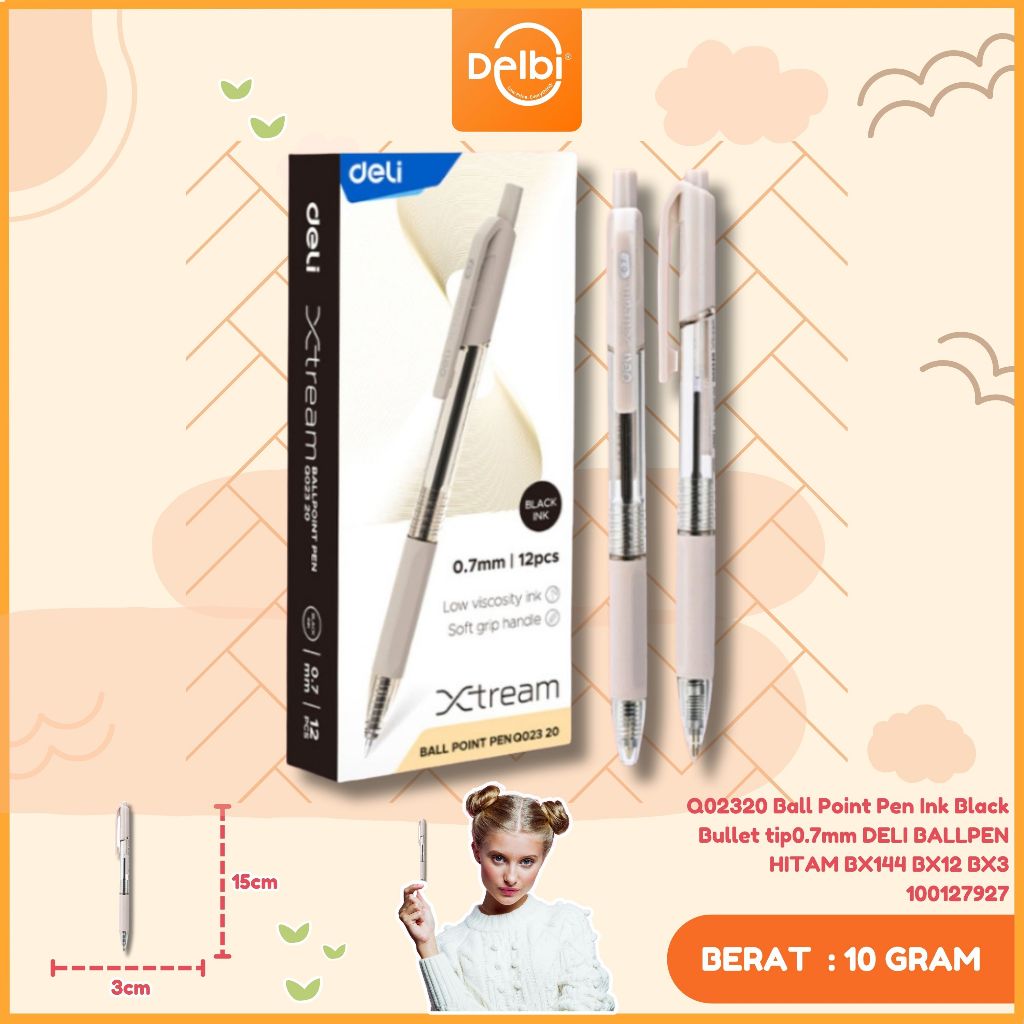 

Deli Xtream Pulpen Retractable 0.7mm Hitam - Q02320 Ball Point Pen Ink Black Bullet tip0.7mm