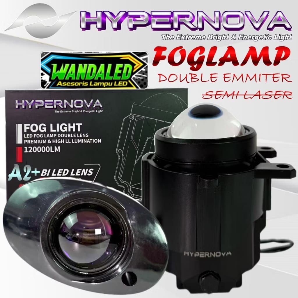 ORIGINAL BI-LED FOGLAMP HYPERNOVA 2 INCH 3 WARNA 90 WATT FROJECTOR BI-LED FOGLAMP HYPERNOVA A2 + 3 W