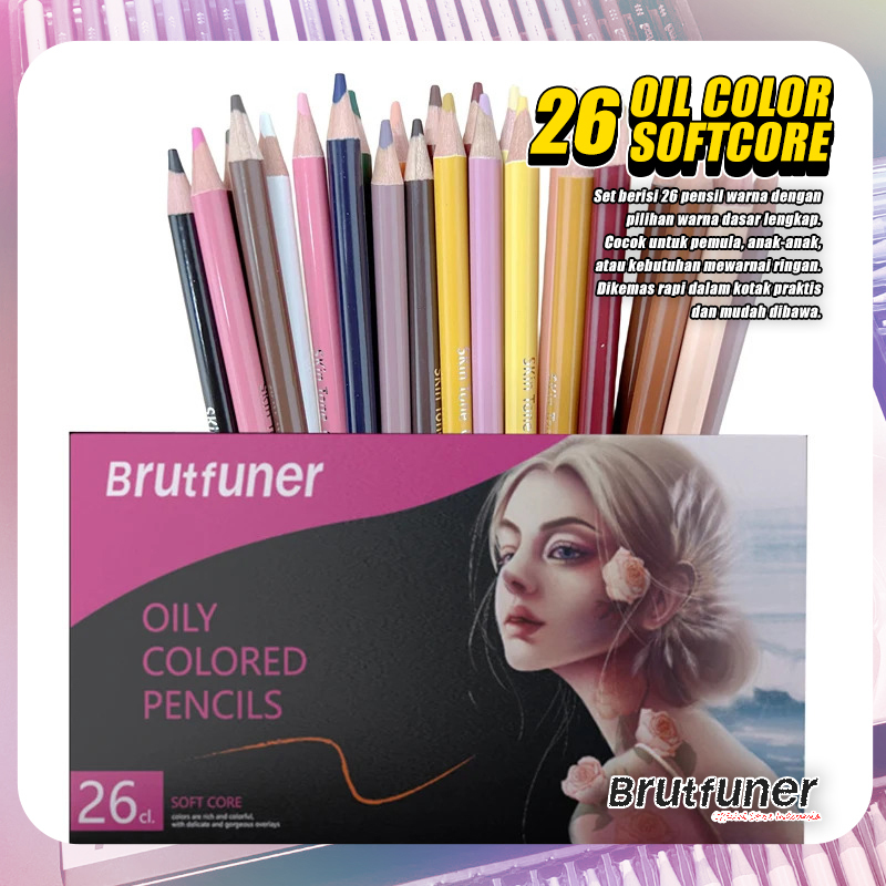 

Brutfuner Original Pensil Warna Lembut Skin Tone Soft Core 26 Pcs