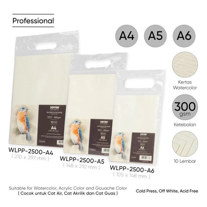 

Kertas Cat Air / Watercolor Paper Joyko WLPP-2500 300 gsm 10 Lembar