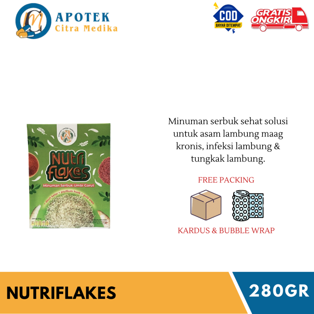 

Nutriflakes 280GR - Minuman Serbuk Mengatasi Maag, Asam Lambung, GERD Dll
