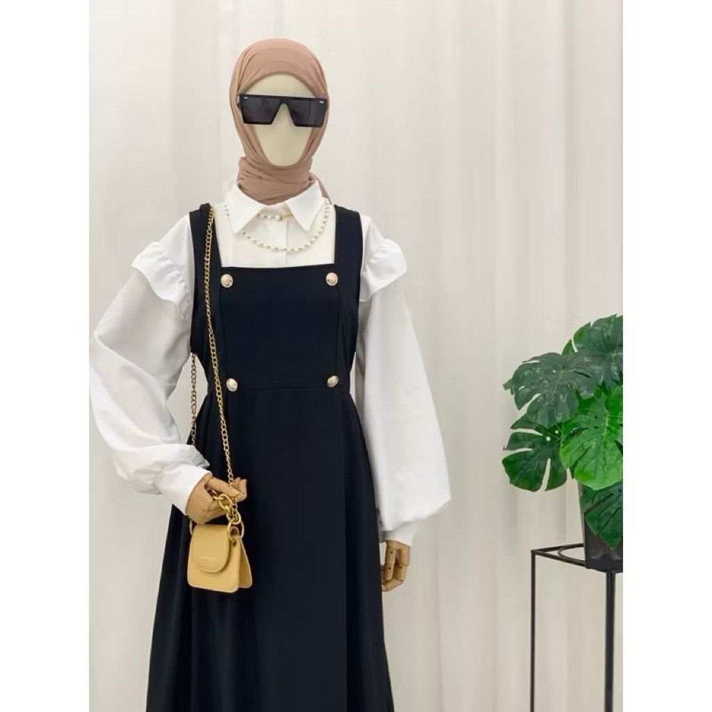 Zia Overall Dress Gamis Set kemeja Wanita Jumbo 2in1