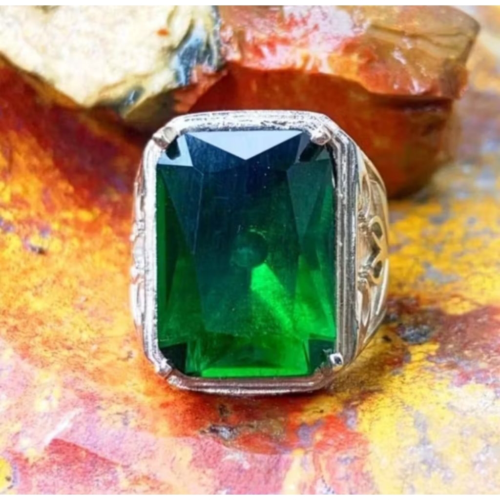 batu cincin permata Hijau zamrud rusia cutting Jamrud topas octagon