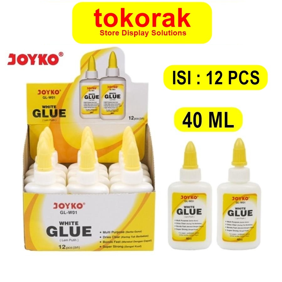 

JOYKO LEM PUTIH 40 ML JOYKO WHITE GLUE MULTI PURPOSE 40ML ISI 12 PCS LEM KERTAS PRAKARYA GL-W01 LEM CAIR