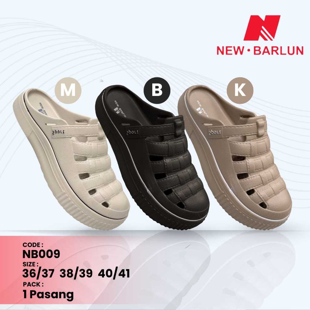 Sandal Wanita NB009 Terbaru/Sepatu Sendal Slip On New Barlun II Sendal Karet Kekinian