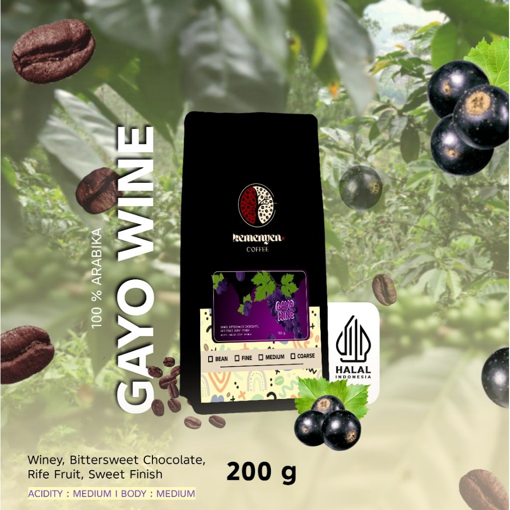 

KEMENYEN Kopi Arabika Gayo Wine 200 gr