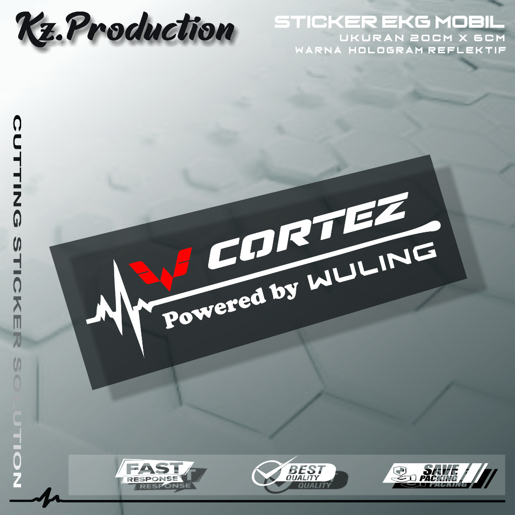 Sticker Cutting Kaca Mobil Wuling Cortez Motif Detak Jantung EKG Mobil Wuling