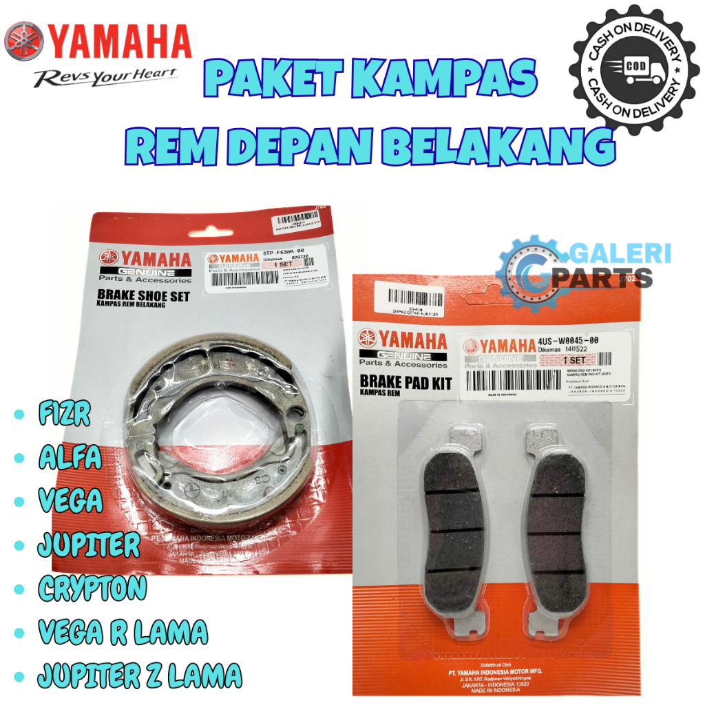 ORIGINAL PAKET KAMPAS REM DEPAN BELAKANG TROMOL 5TP 4US YAMAHA JUPITER OLD Z BURHAN VEGA R LAMA CRYP