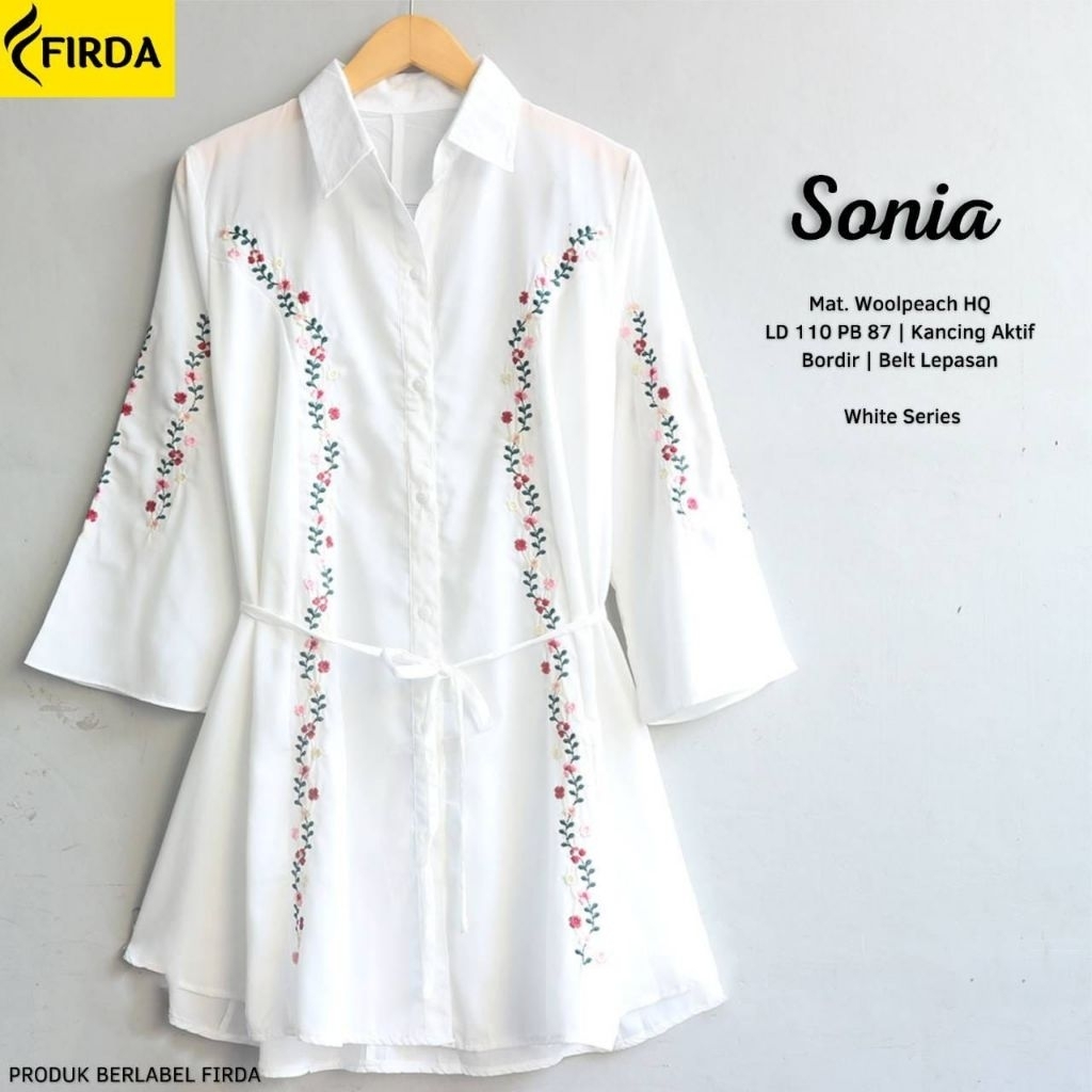 SONIA BLOUSE WANITA WARNA PUTIH BAHAN KATUN KOMBINASI BORDIR