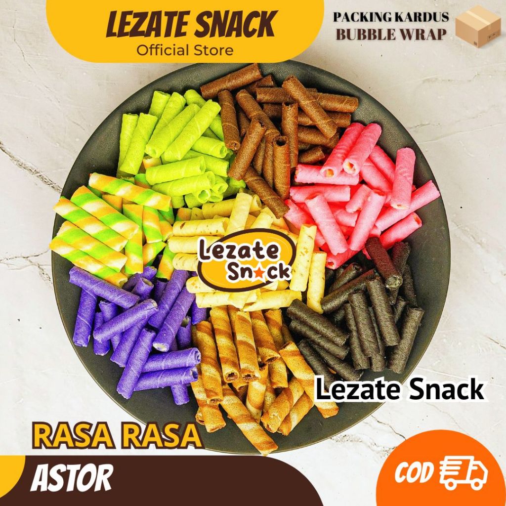 

Astor Mini Coklat 250GR Aneka Pilihan Rasa Strawberry Blackforest Vanila Pandan Greentea Choco Peanut Blueberry / Wafer Roll Kiloan Astor Kiloan Barcelona / Wafer Rolls Coklat Susu Lezate 1/2 kg Lezate Snack WAP SHOP