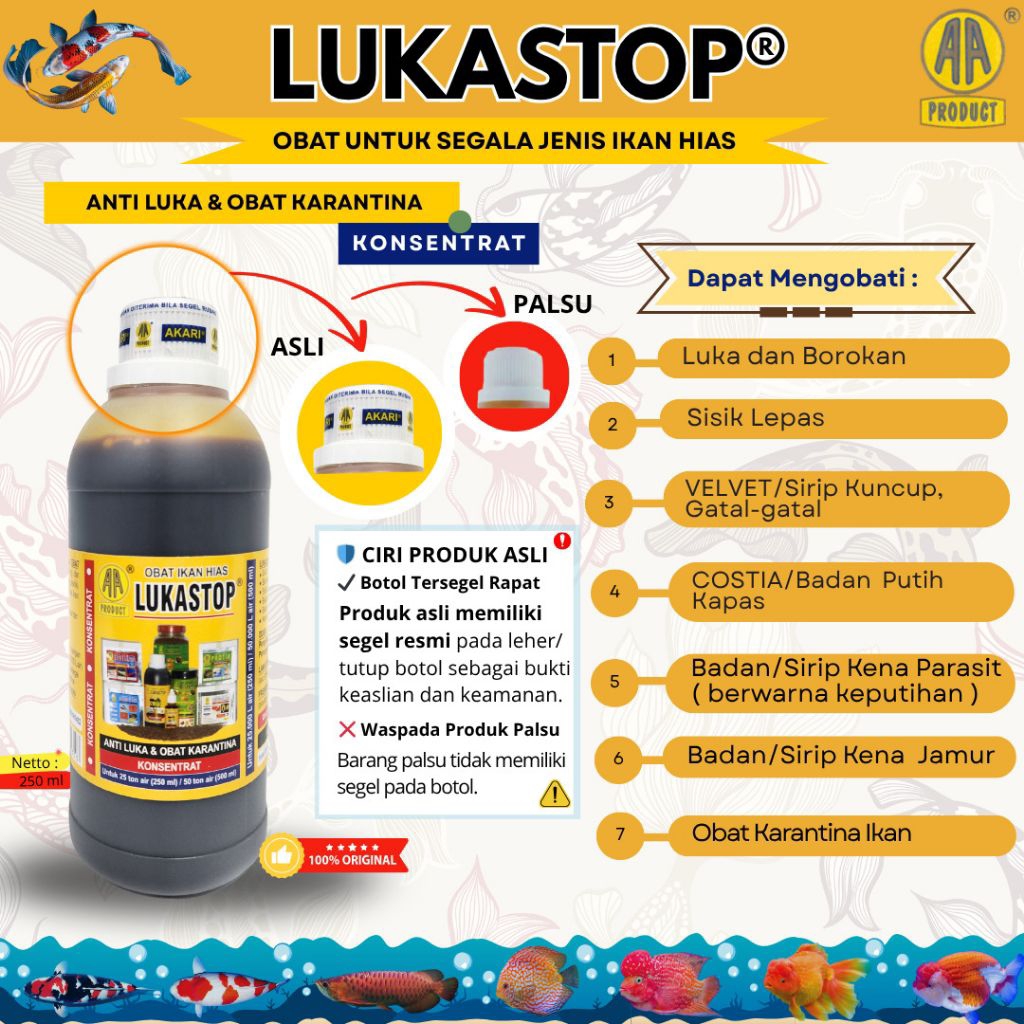 AKARI AA LUKA STOP 30ML Obat Ikan Anti Luka Bakteri